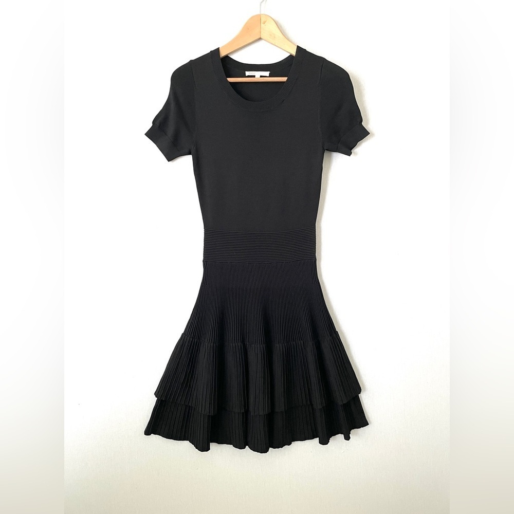 Maje Raliano Pleated Ribbed Knit Dress In Black - Picture 5 of 11